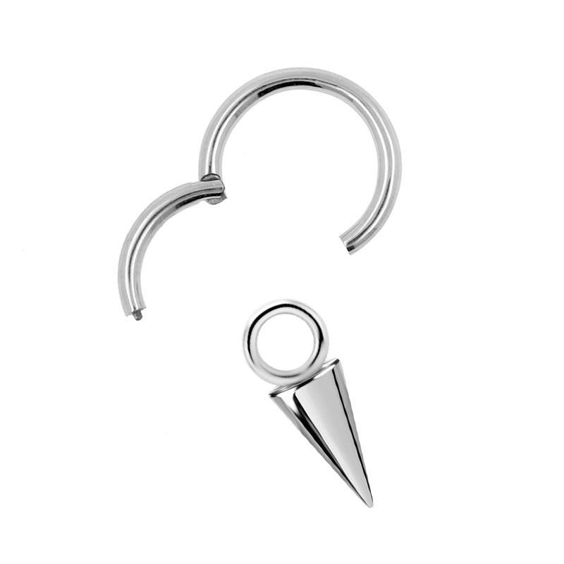 Nickel-Free Stainless Steel Click Ring Charm - Cone Silver