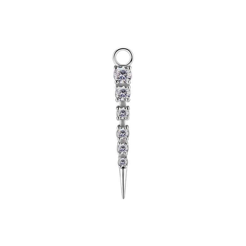 Nickel-Free Stainless Steel Click Ring Charm - Zirconia Pendulum Silver