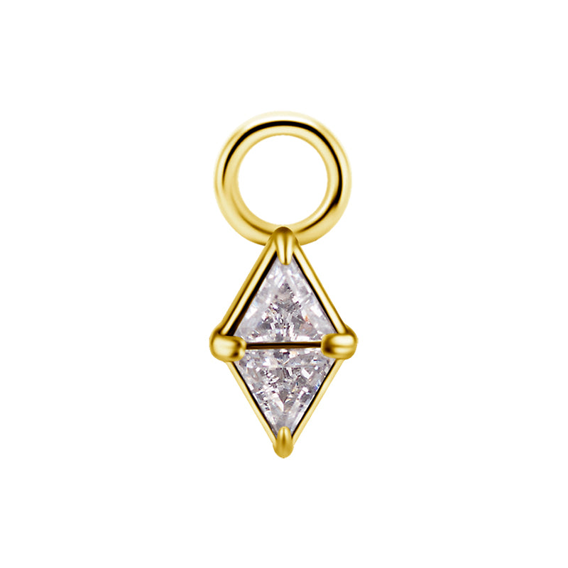 Nickel-Free Stainless Steel Click Ring Charm - Zirconia Diamond Gold