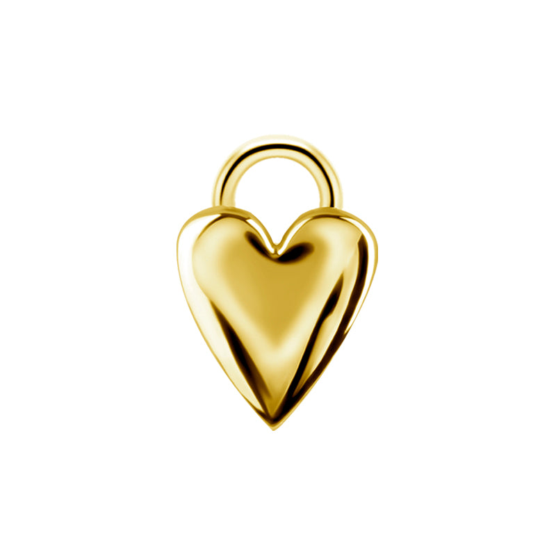 Nickel-Free Stainless Steel Click Ring Charm - Heart Gold