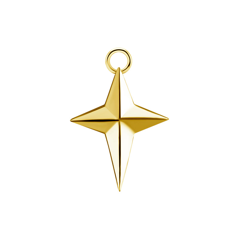 Nickel-Free Stainless Steel Click Ring Charm - Cross Gold