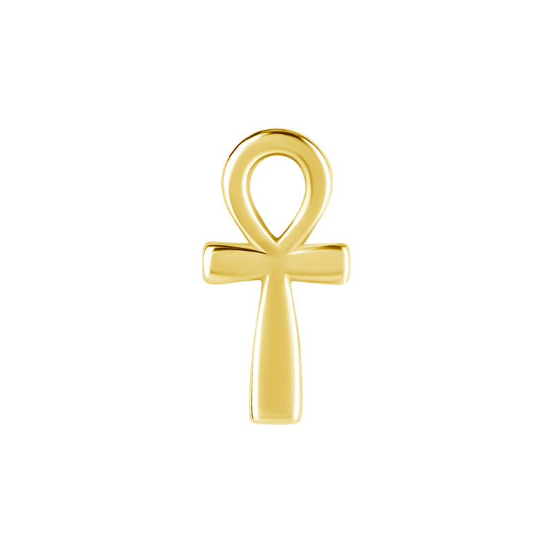 Nickel-Free Stainless Steel Click Ring Charm - Ankh Gold