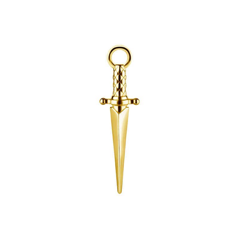 Nickel-Free Stainless Steel Click Ring Charm - Dagger Gold