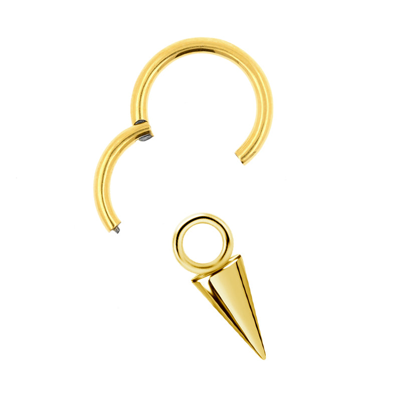 Nickel-Free Stainless Steel Click Ring Charm - Cone Gold