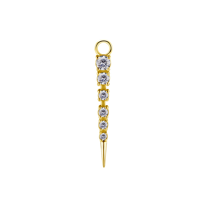 Nickel-Free Stainless Steel Click Ring Charm - Zirconia Pendulum Gold