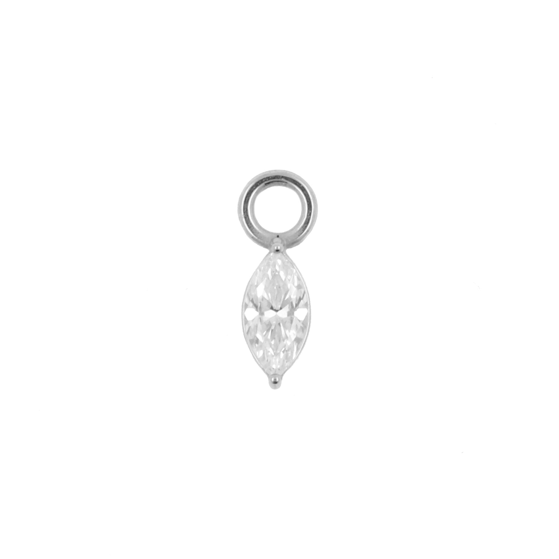 Nickel-Free Stainless Steel Click Ring Charm - Zirconia Marquise Silver