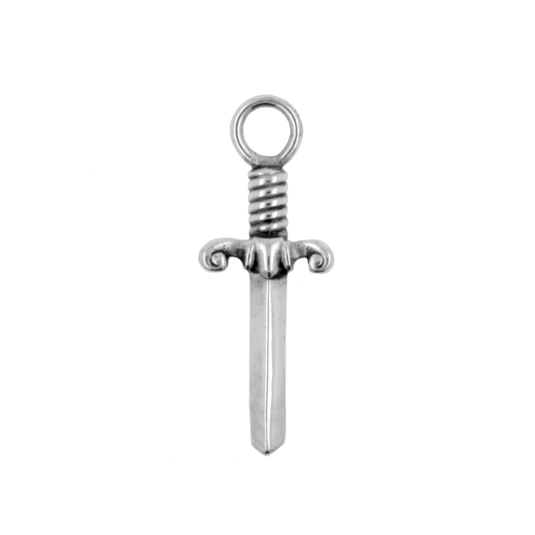 Nickel-Free Stainless Steel Click Ring Charm - Dagger Silver