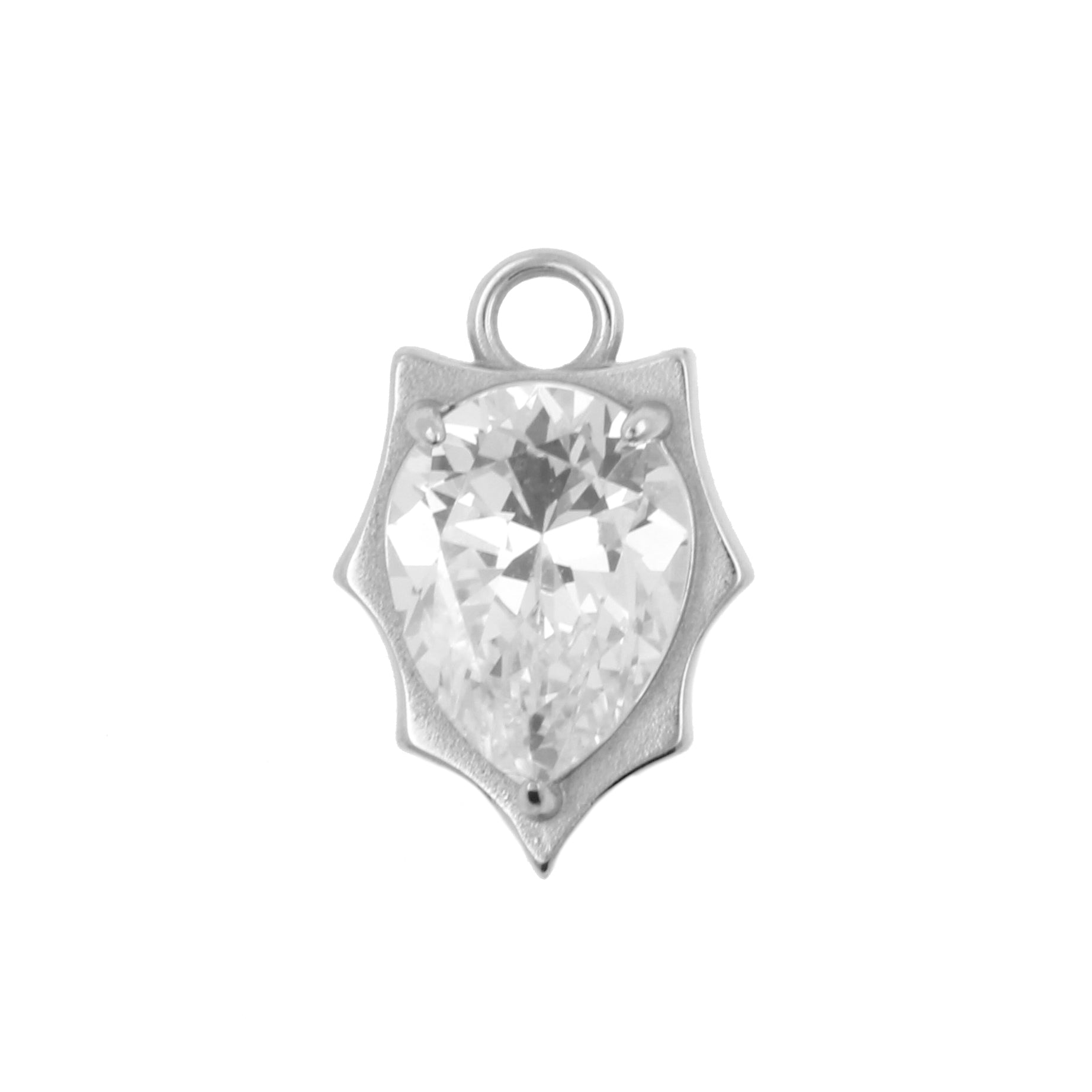 Nickel-Free Stainless Steel Click Ring Charm - Zirconia Leaf Silver