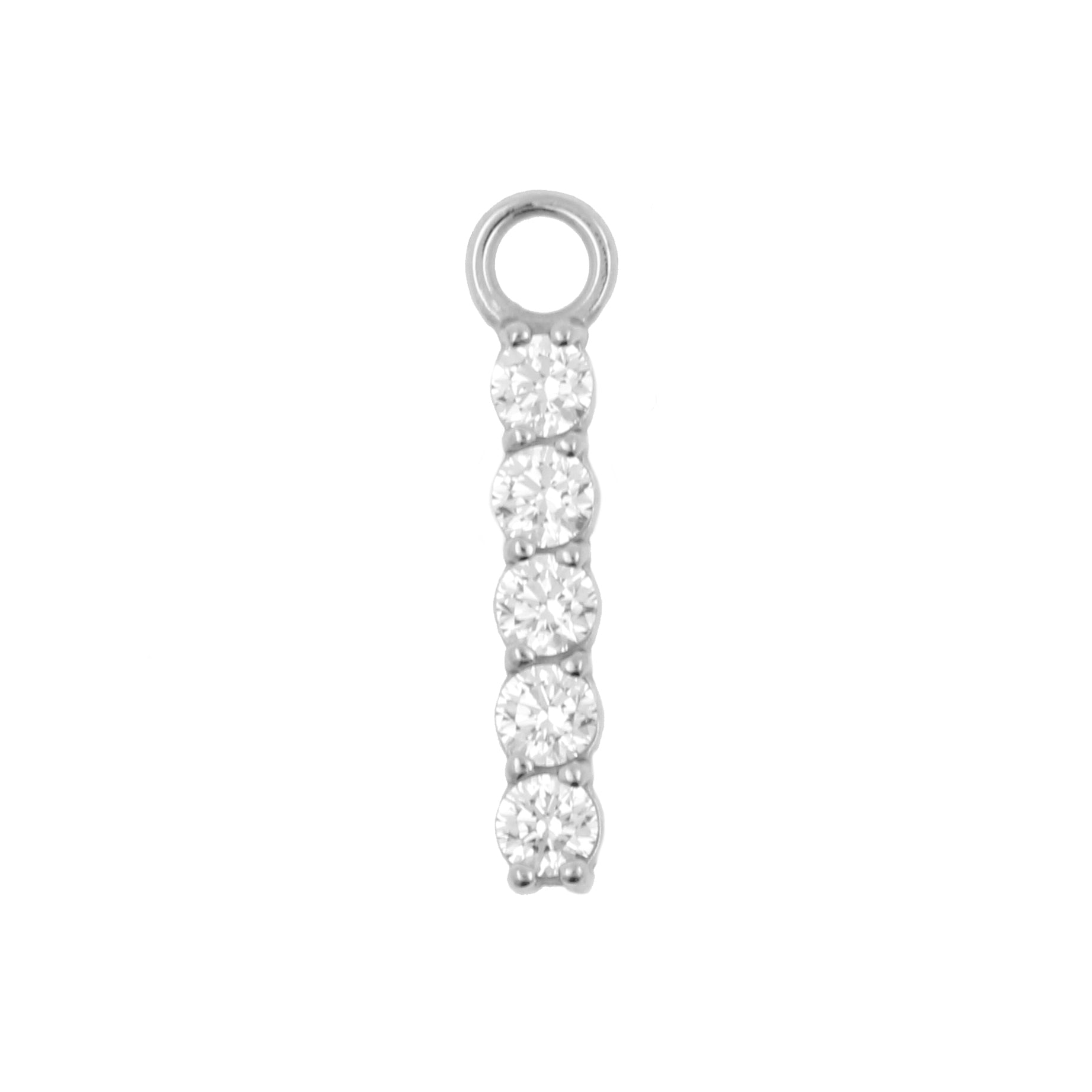 Nickel-Free Stainless Steel Click Ring Charm - Zirconia Bar M Silver