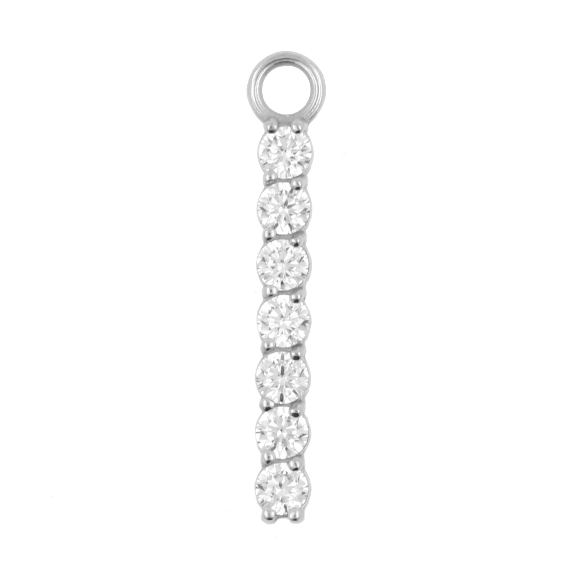 Nickel-Free Stainless Steel Click Ring Charm - Zirconia Bar L Silver