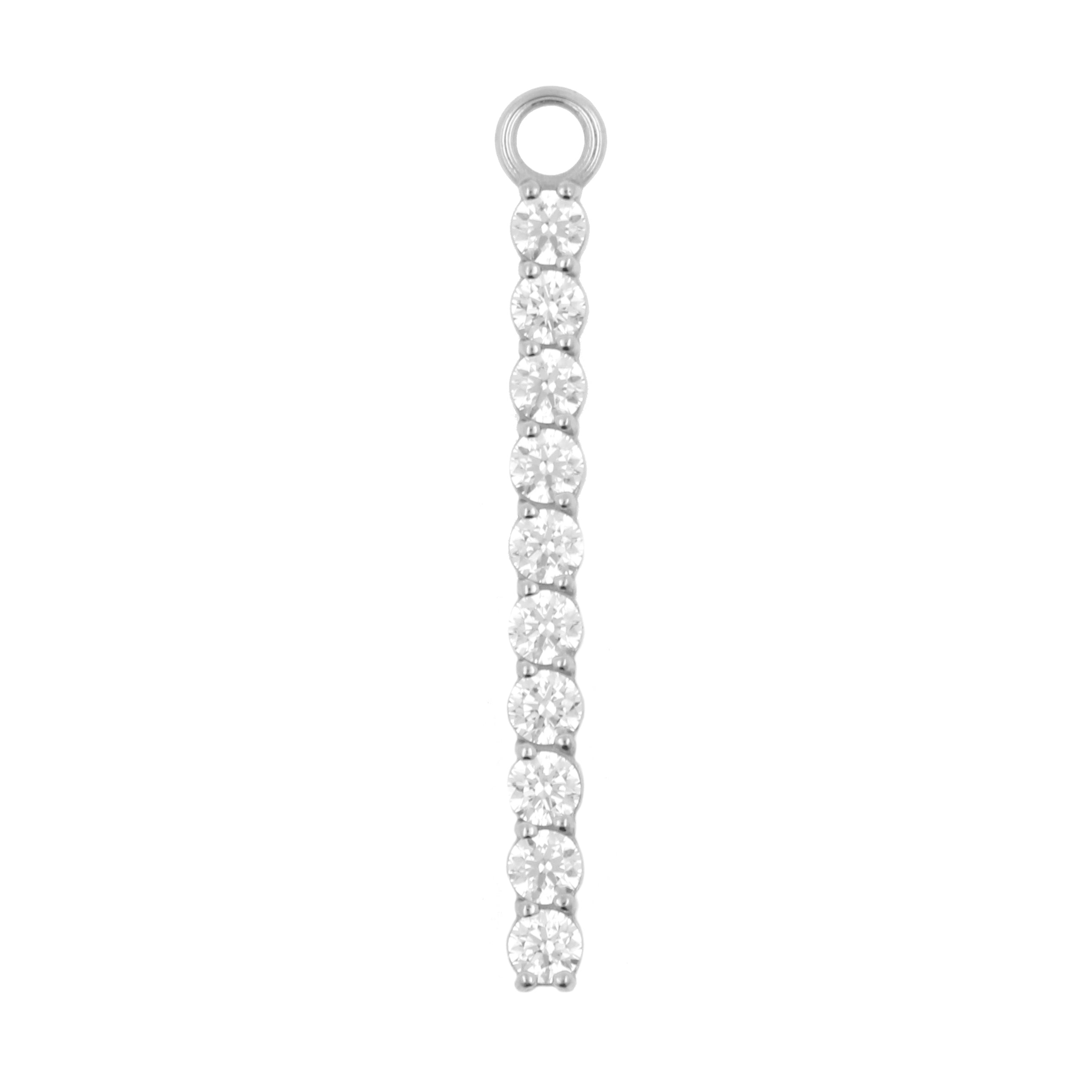 Nickel-Free Stainless Steel Click Ring Charm - Zirconia Bar XL Silver