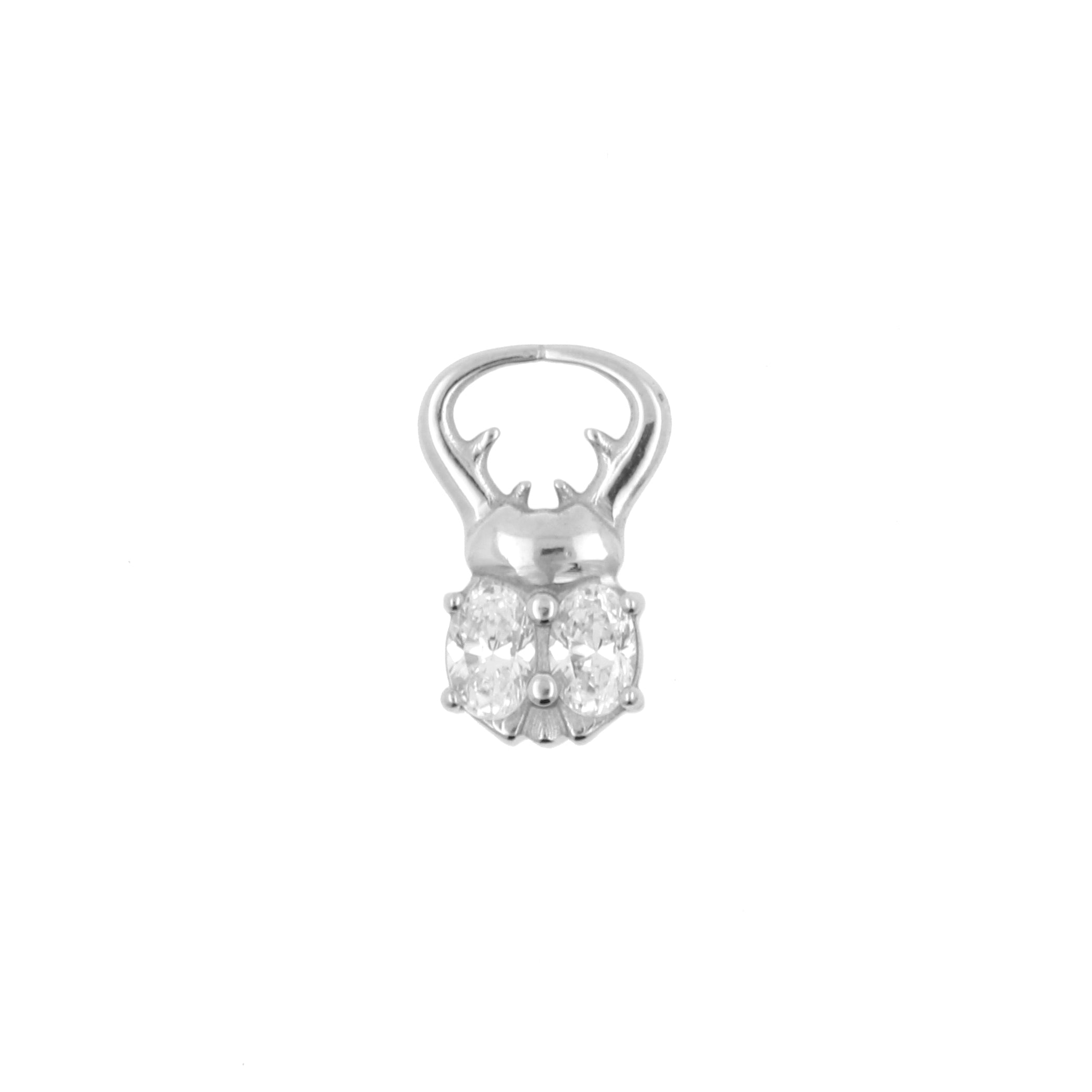 Nickel-Free Stainless Steel Click Ring Charm - Scarab Silver