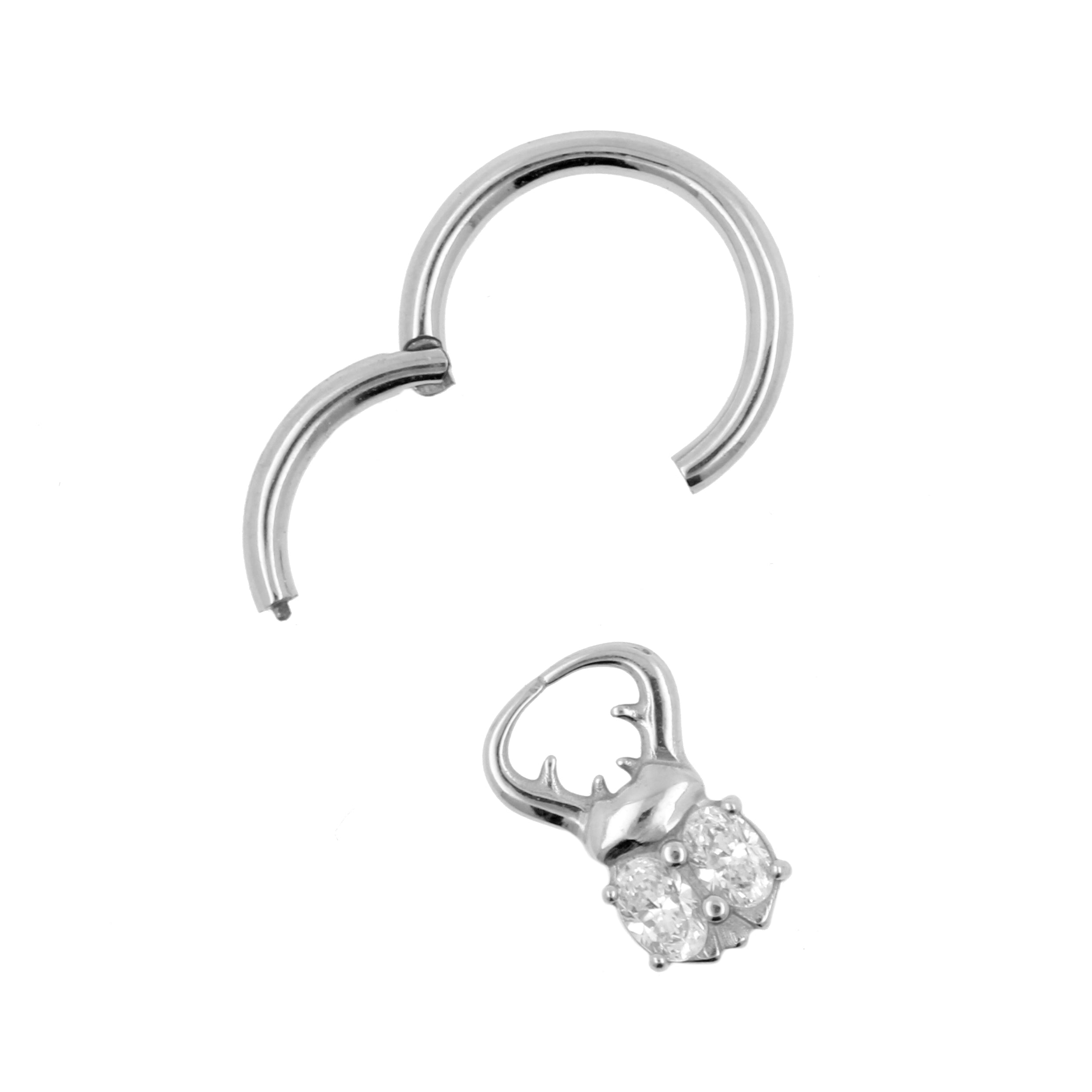 Nickel-Free Stainless Steel Click Ring Charm - Scarab Silver