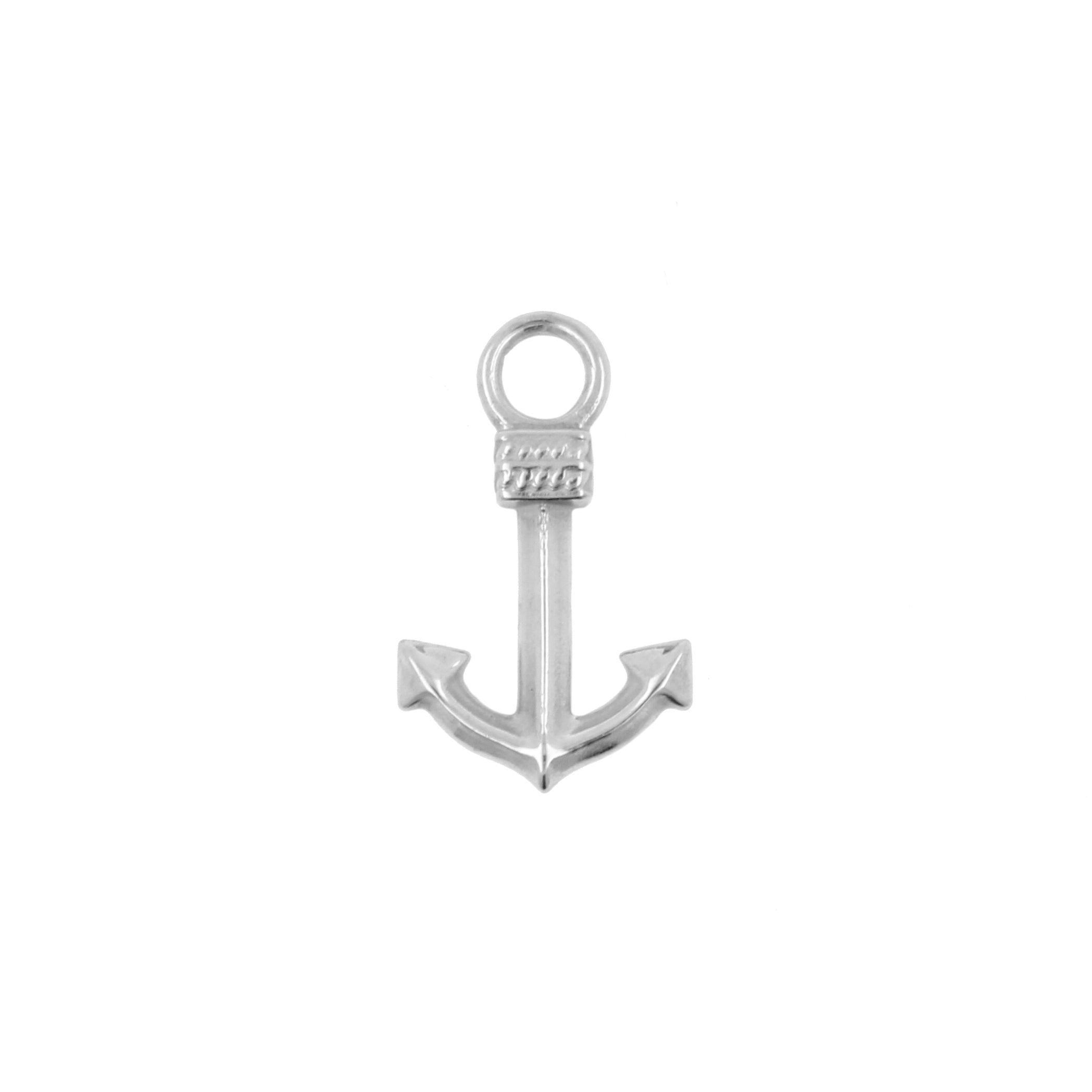 Nickel-Free Stainless Steel Click Ring Charm - Anchor Silver