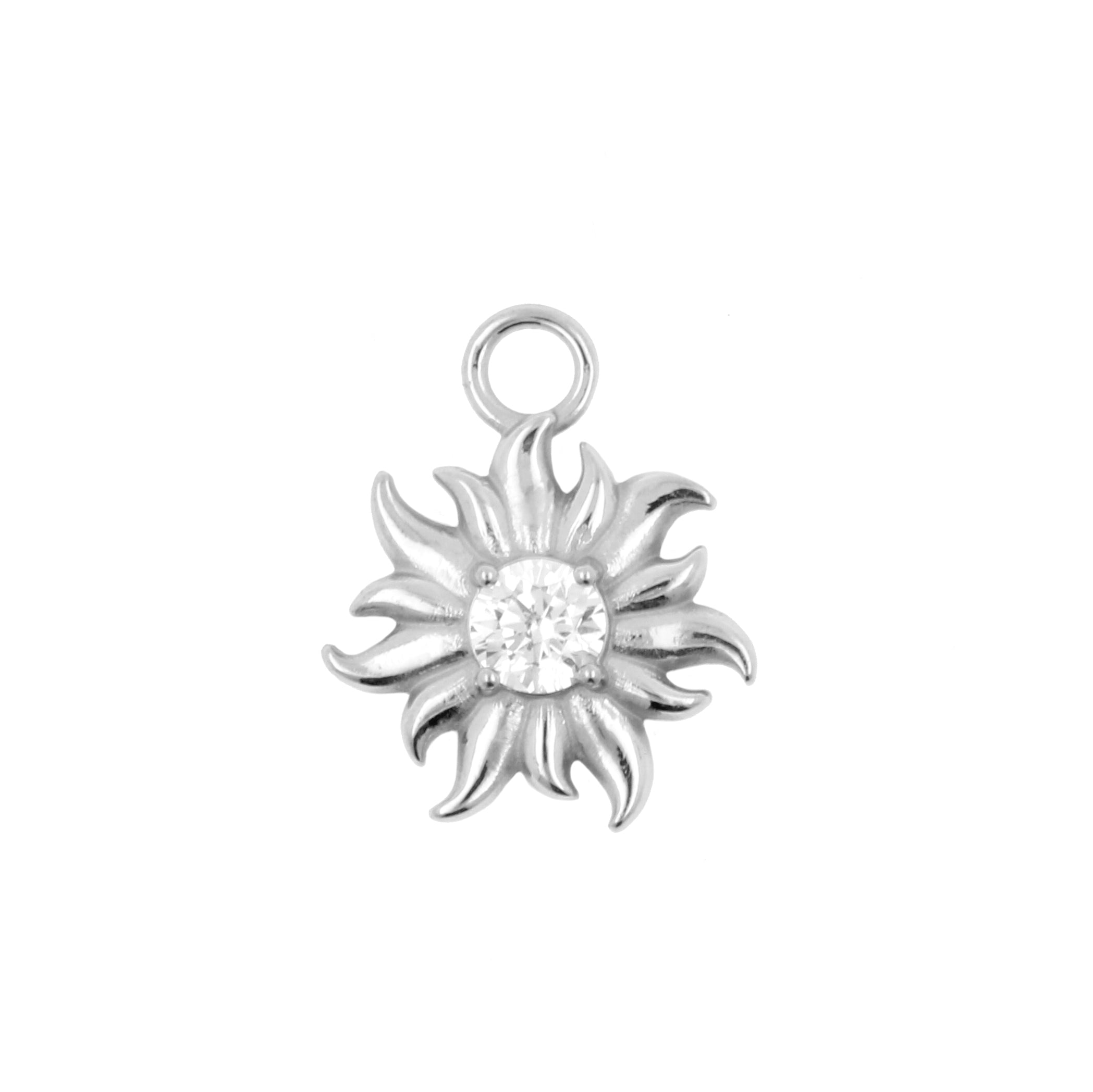 Nickel-Free Stainless Steel Click Ring Charm - Alpine Flower Silver