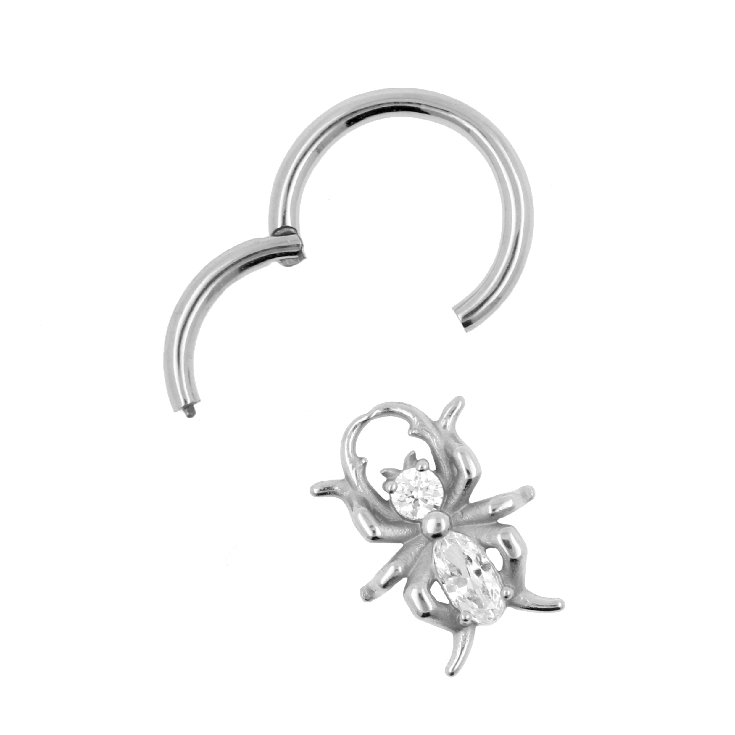 Nickel-Free Stainless Steel Click Ring Charm - Beetle Silver