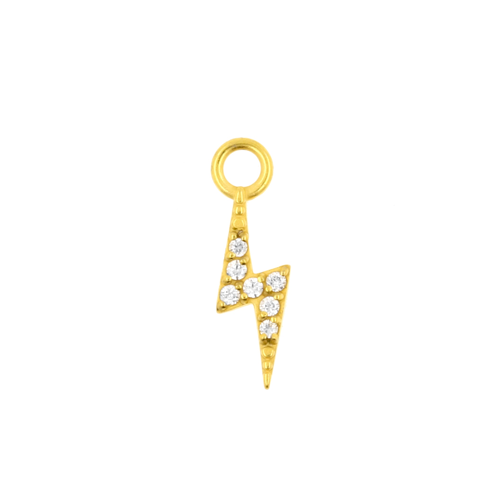 Nickel-Free Stainless Steel Click Ring Charm - Zirconia Flash Left Gold