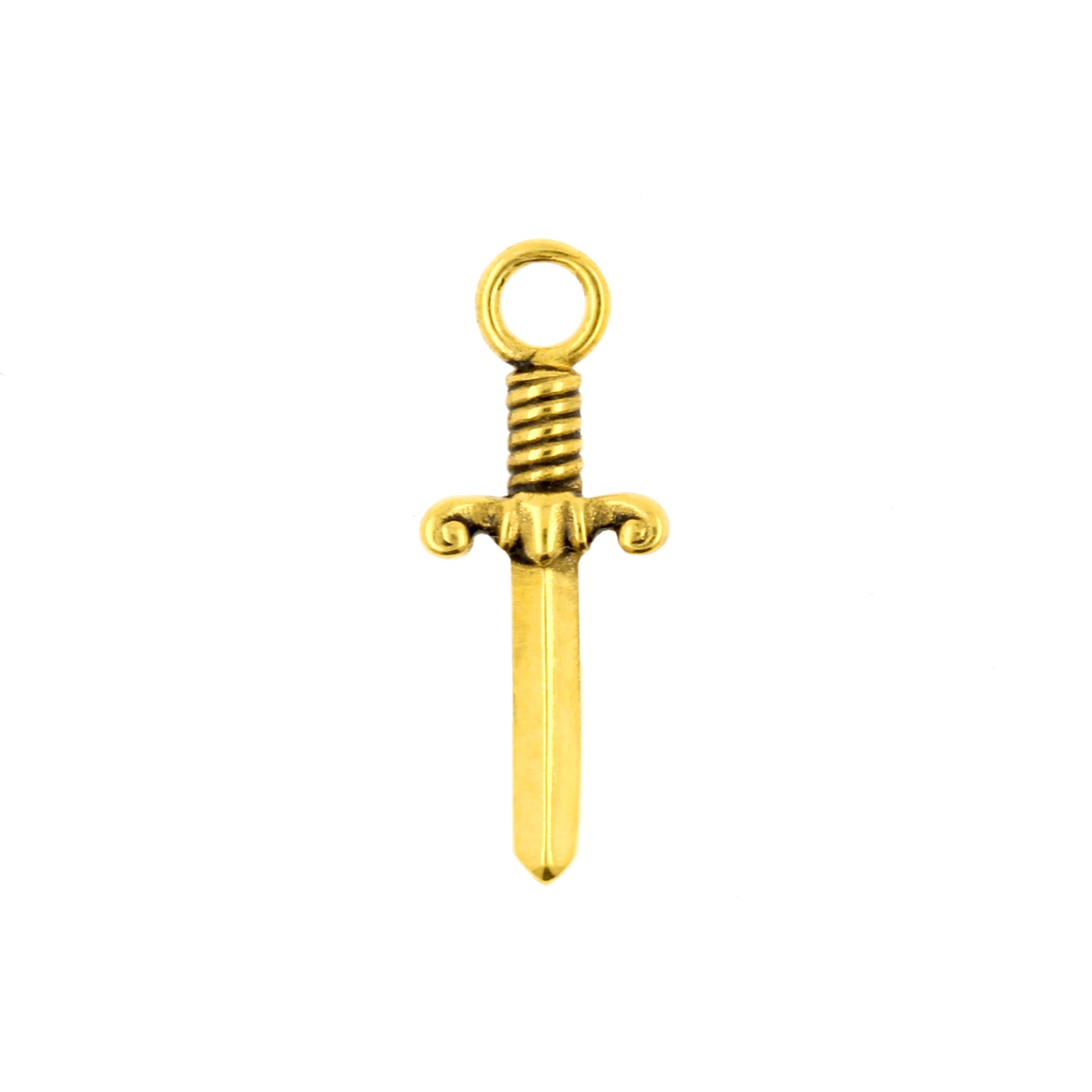 Nickel-Free Stainless Steel Click Ring Charm - Dagger Gold