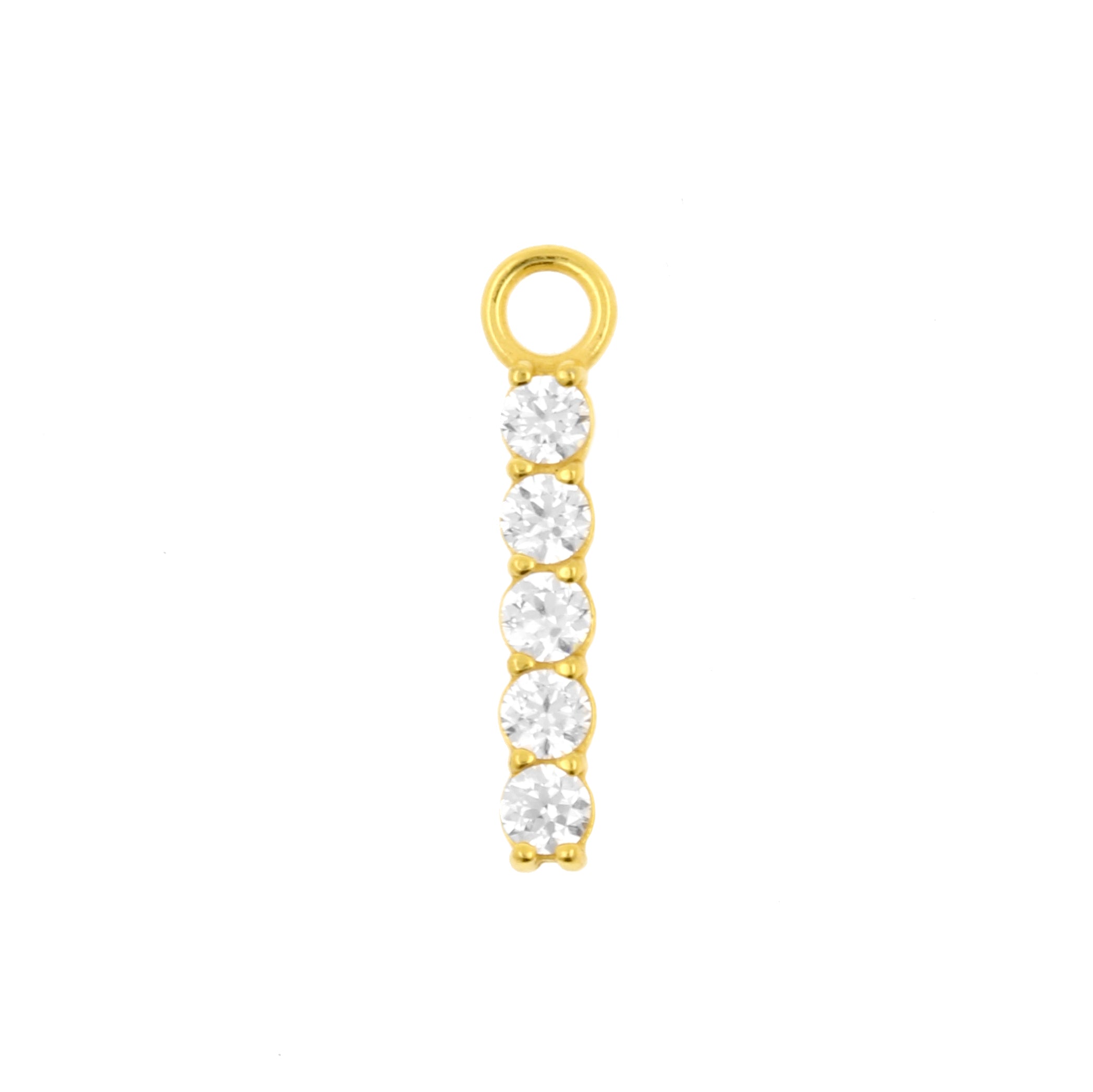 Nickel-Free Stainless Steel Click Ring Charm - Zirconia Bar M Gold