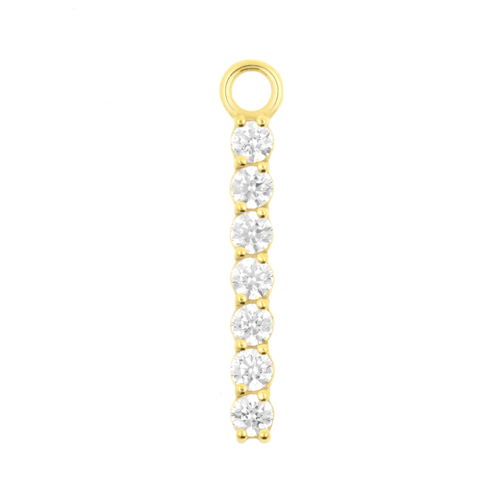 Nickel-Free Stainless Steel Click Ring Charm - Zirconia Bar L Gold