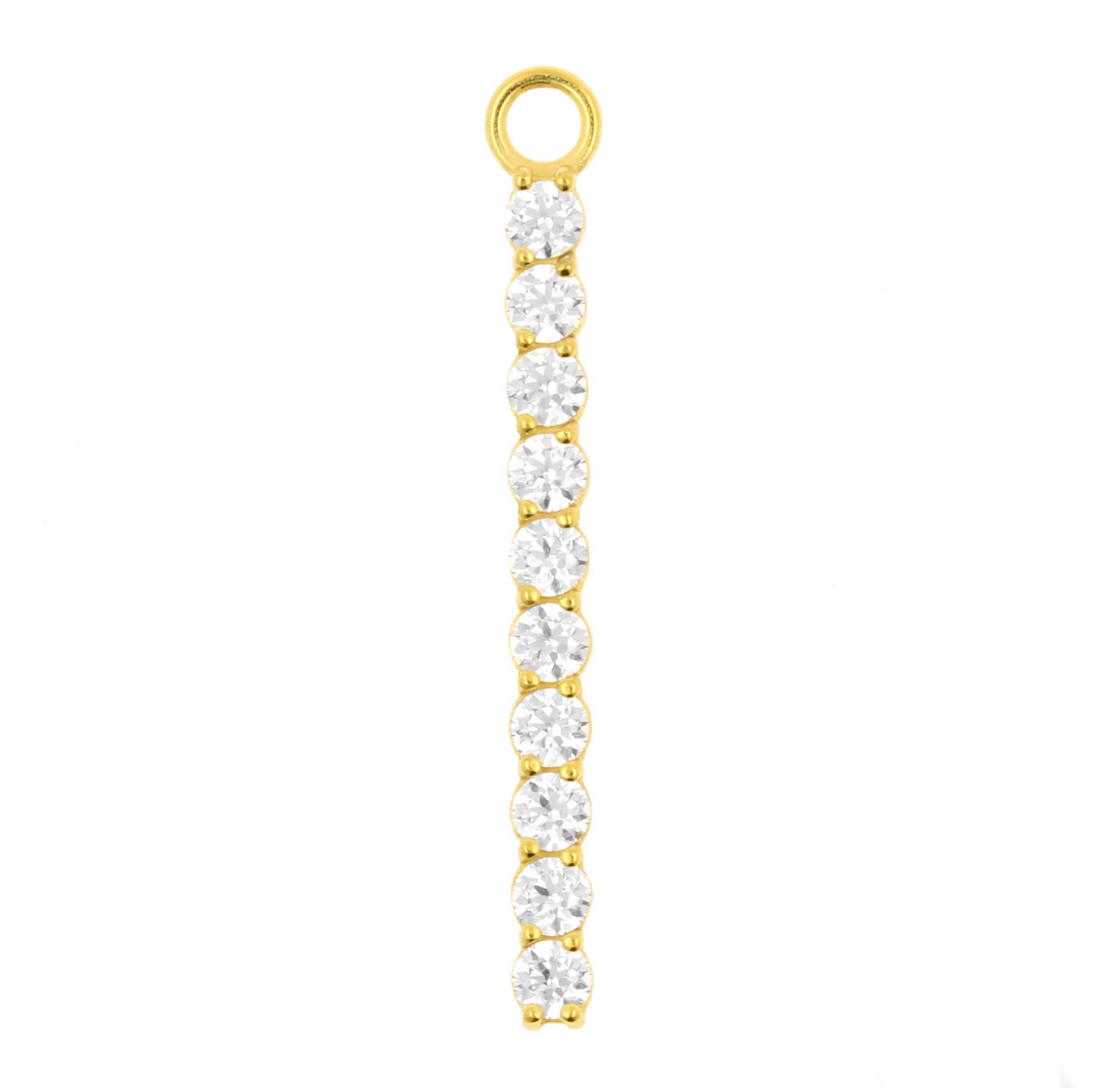 Nickel-Free Stainless Steel Click Ring Charm - Zirconia Bar XL Gold