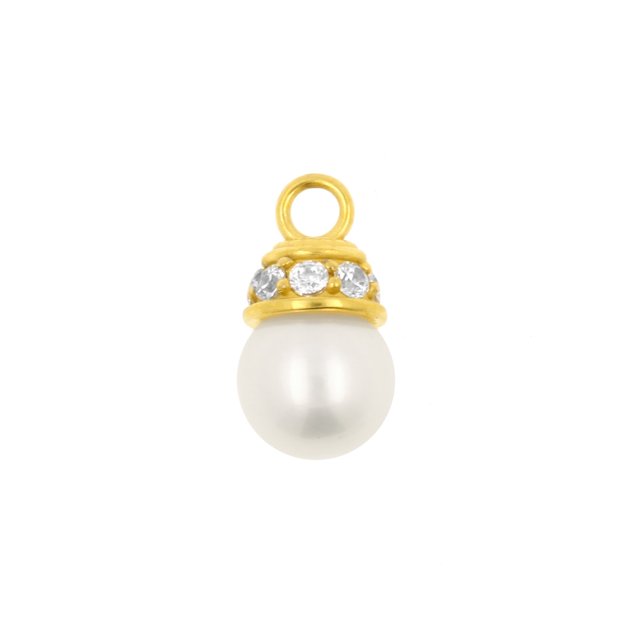 Nickel-Free Stainless Steel Click Ring Charm - Pearl Gold