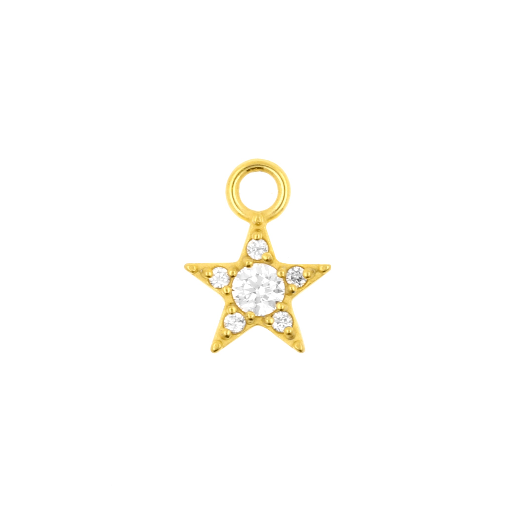 Nickel-Free Stainless Steel Click Ring Charm - Zirconia Star Gold