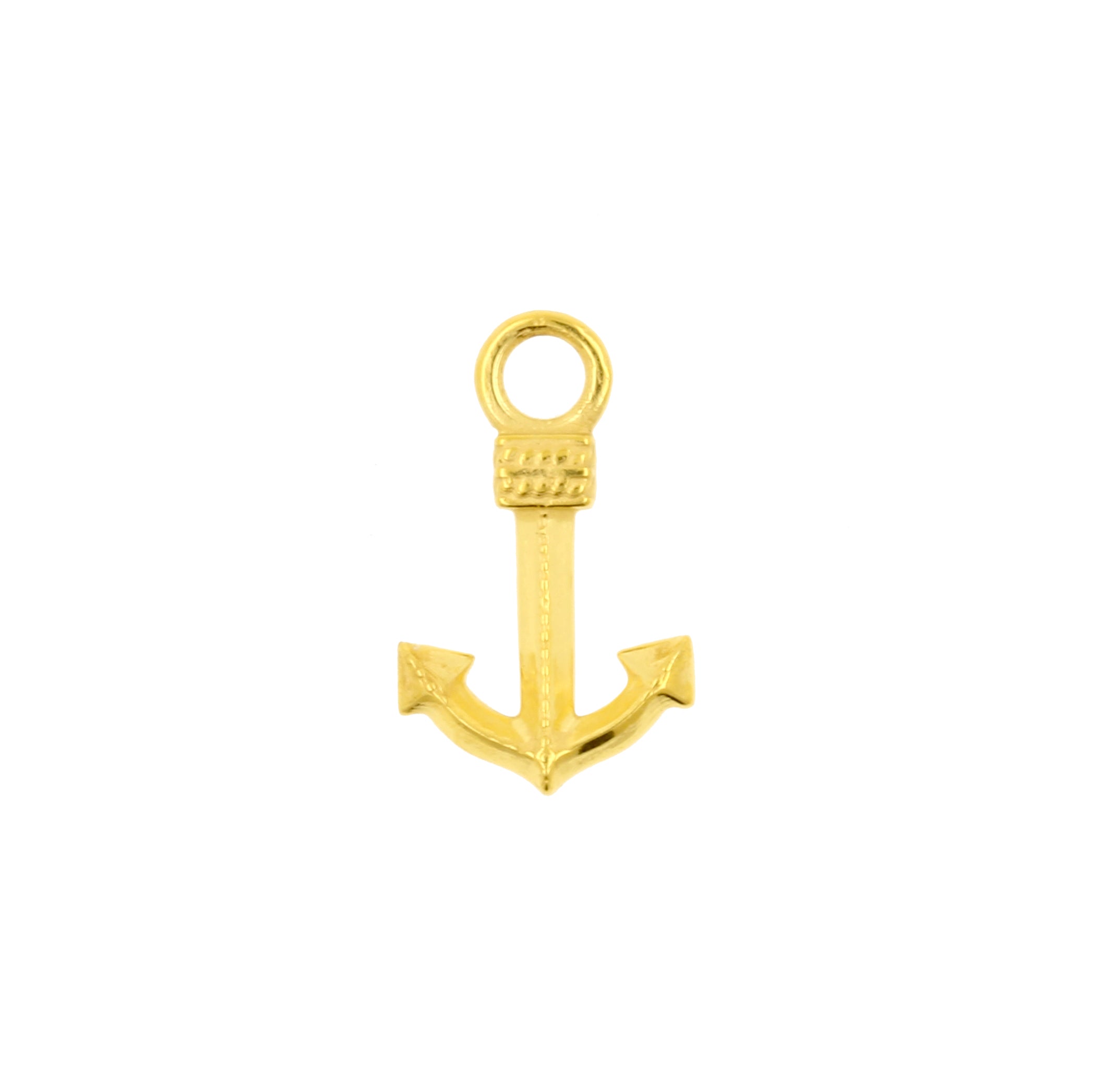 Nickel-Free Stainless Steel Click Ring Charm - Anchor Gold