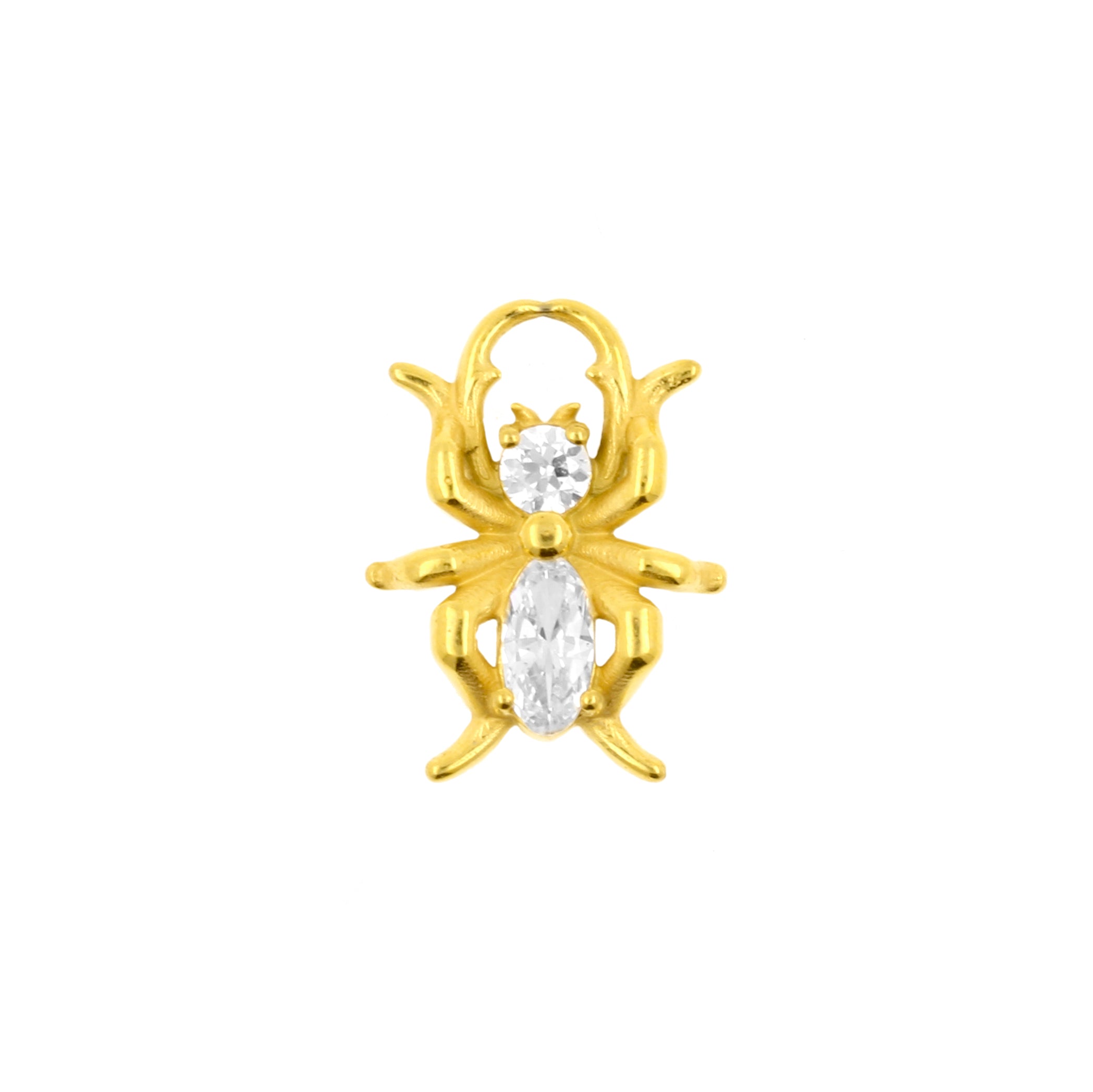 Nickel-Free Stainless Steel Click Ring Charm - Beetle Gold