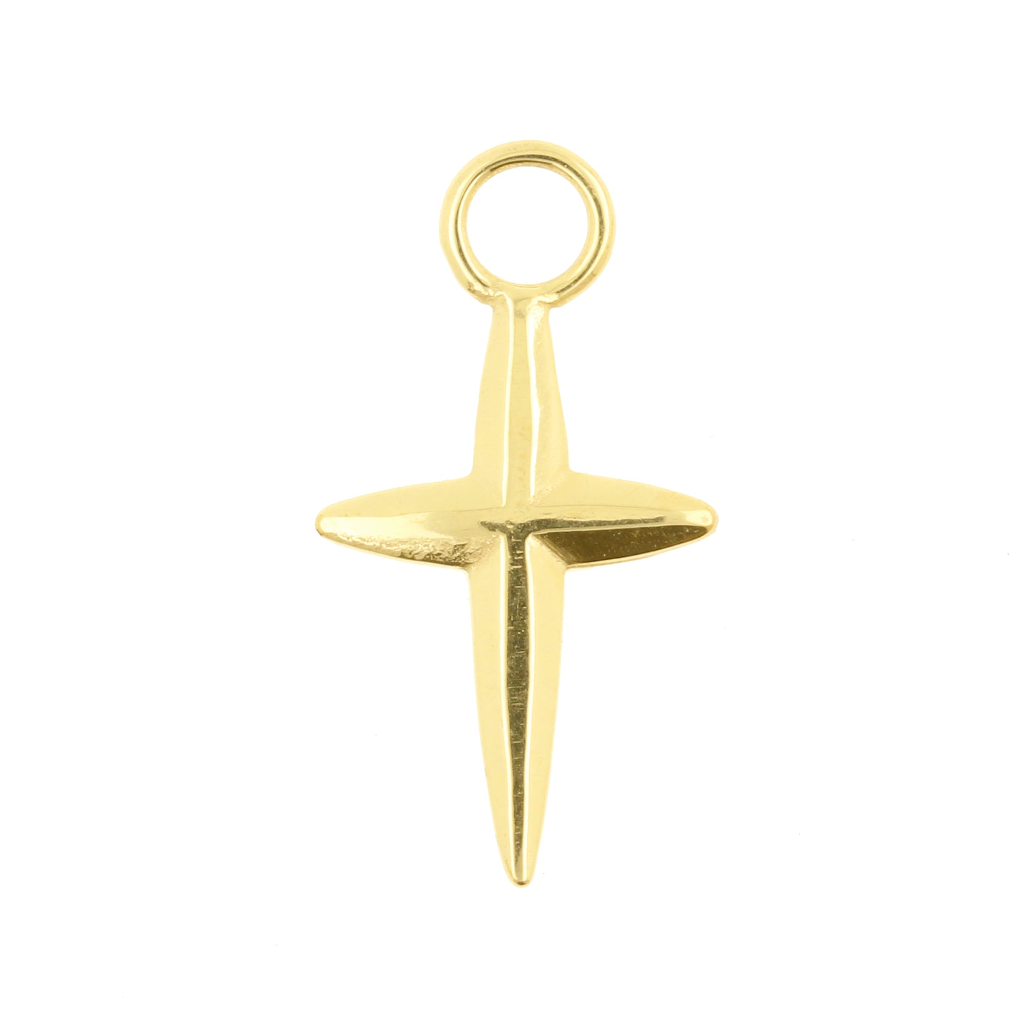 Nickel-Free Stainless Steel Click Ring Charm - Cross Gold