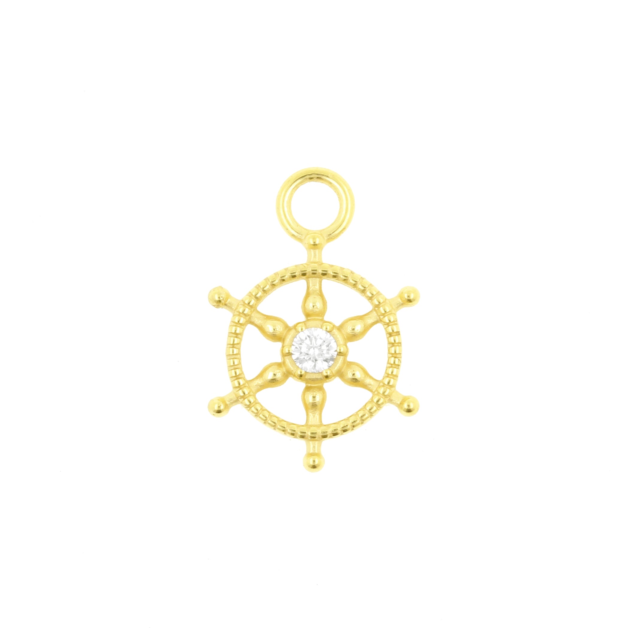 Nickel-Free Stainless Steel Click Ring Charm - Zirconia Wheel Gold