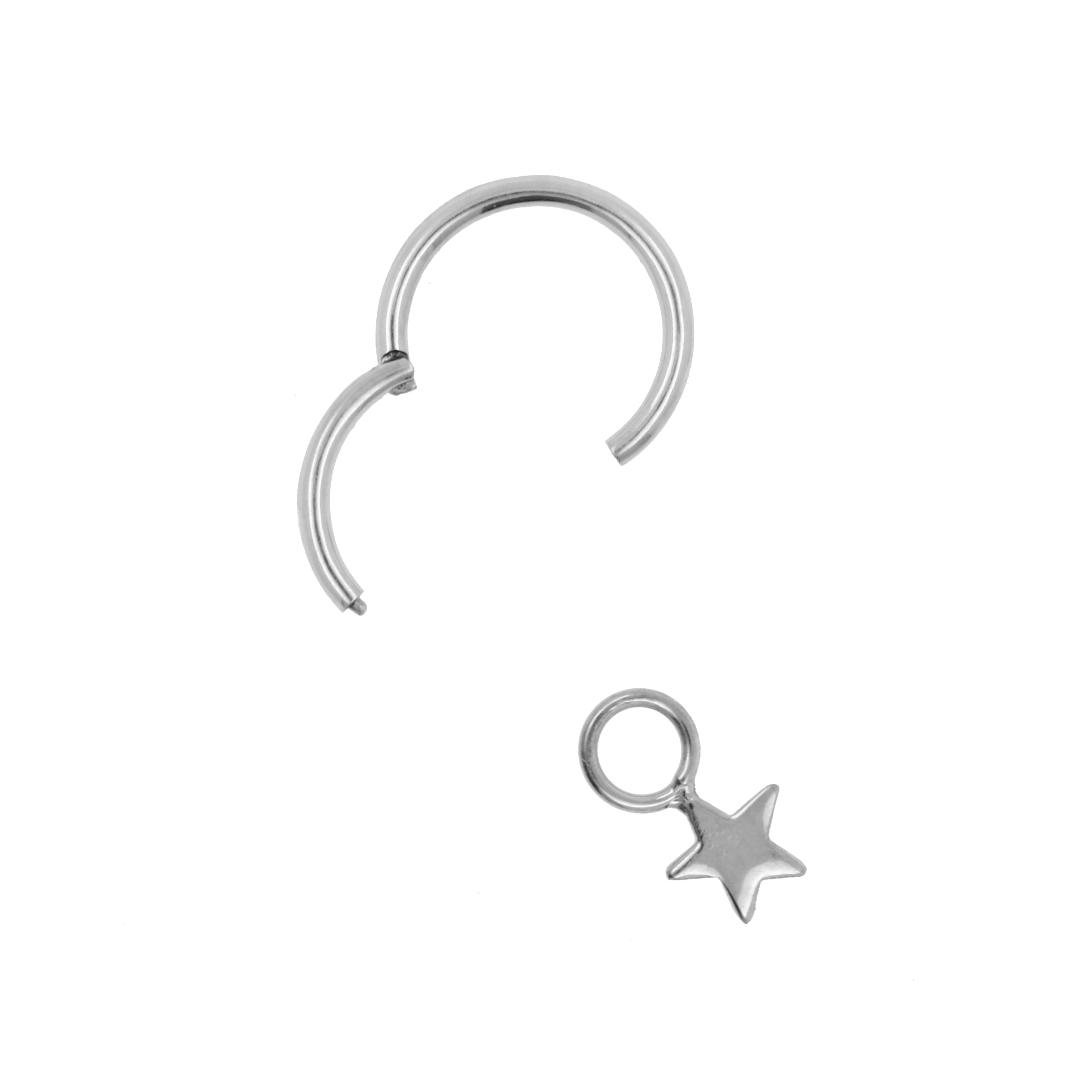 Titanium Click Ring Charm - Star Silver