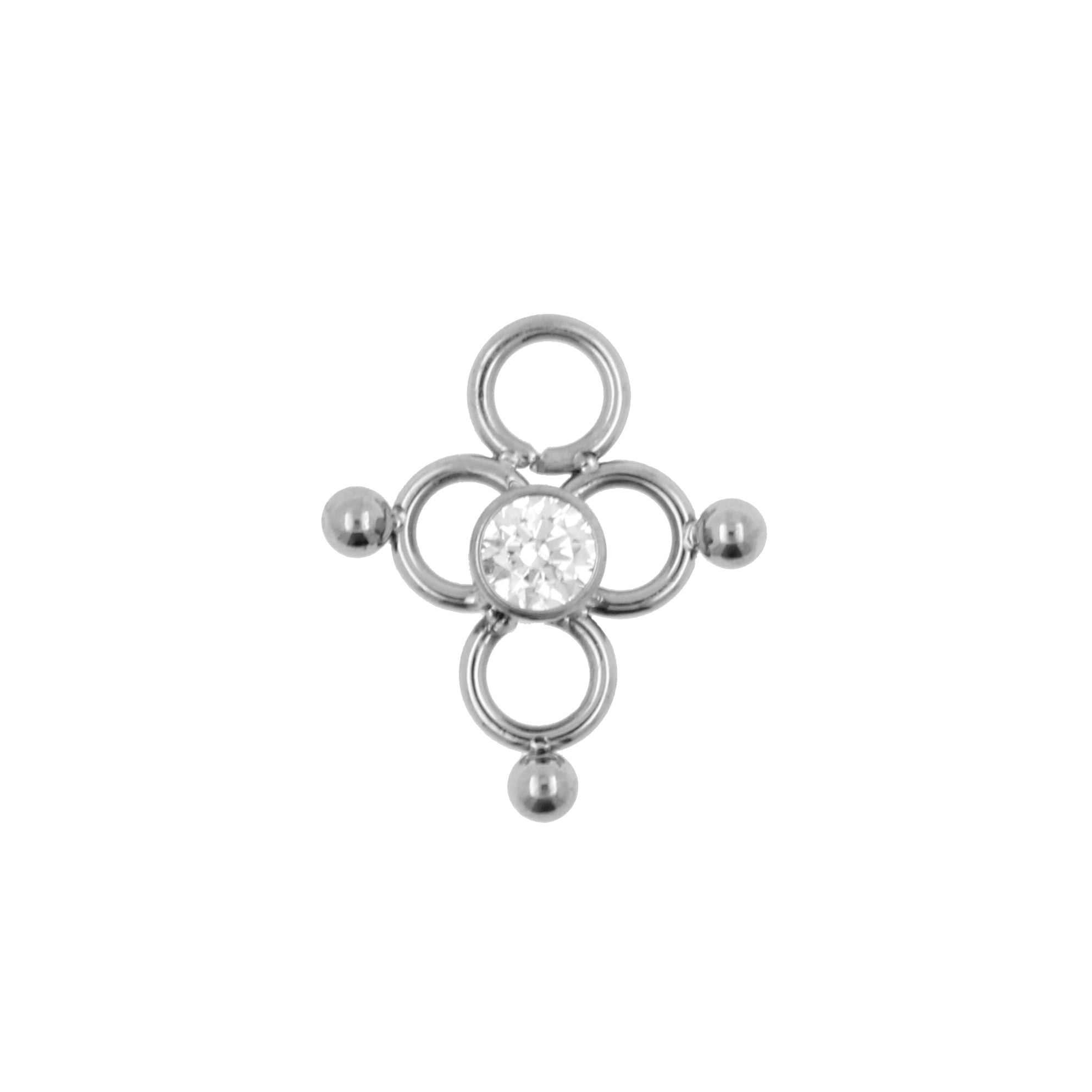 Titanium Click Ring Charm - Zirconia Circle Cluster Silver