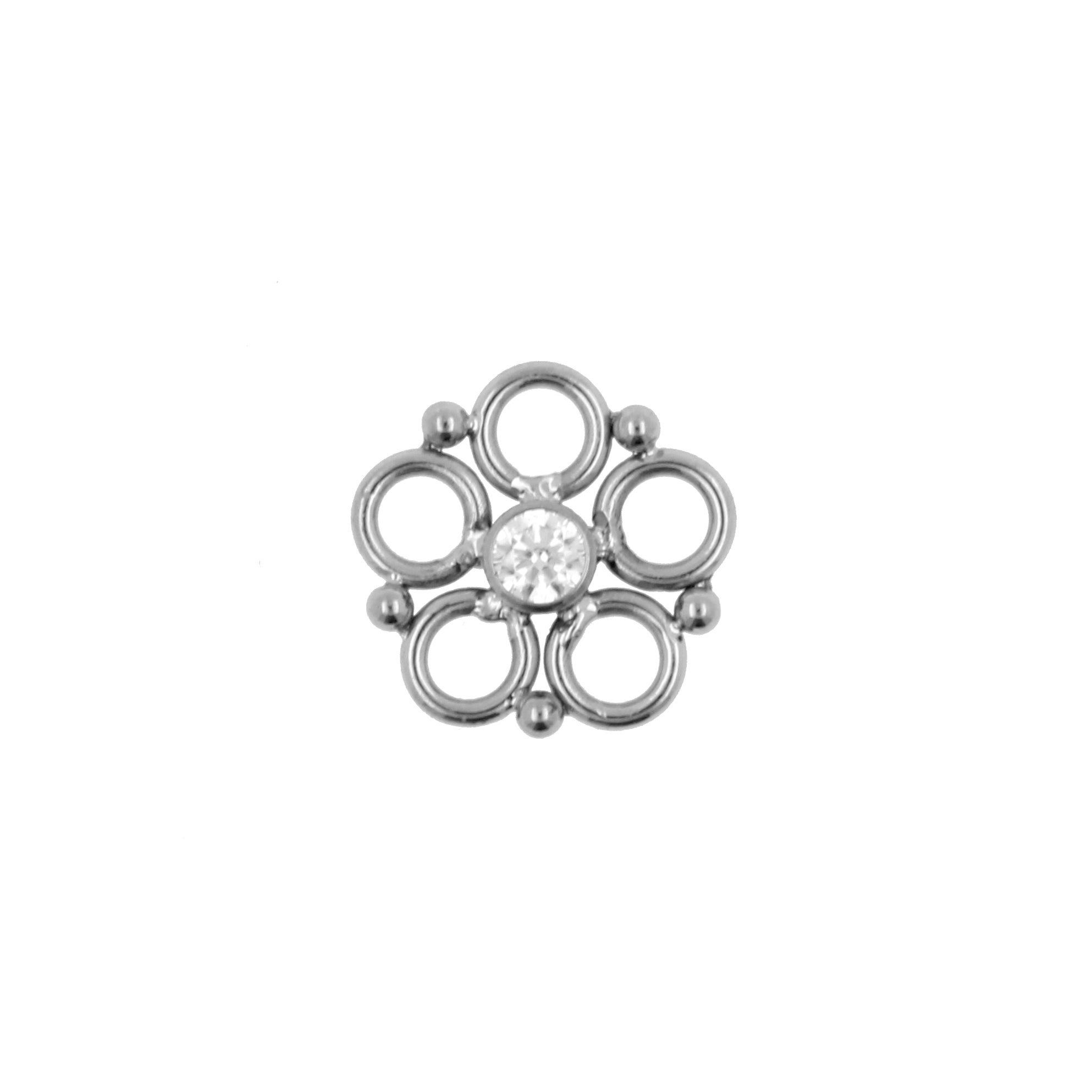 Titanium Click Ring Charm - Zirconia Circle Cluster Silver