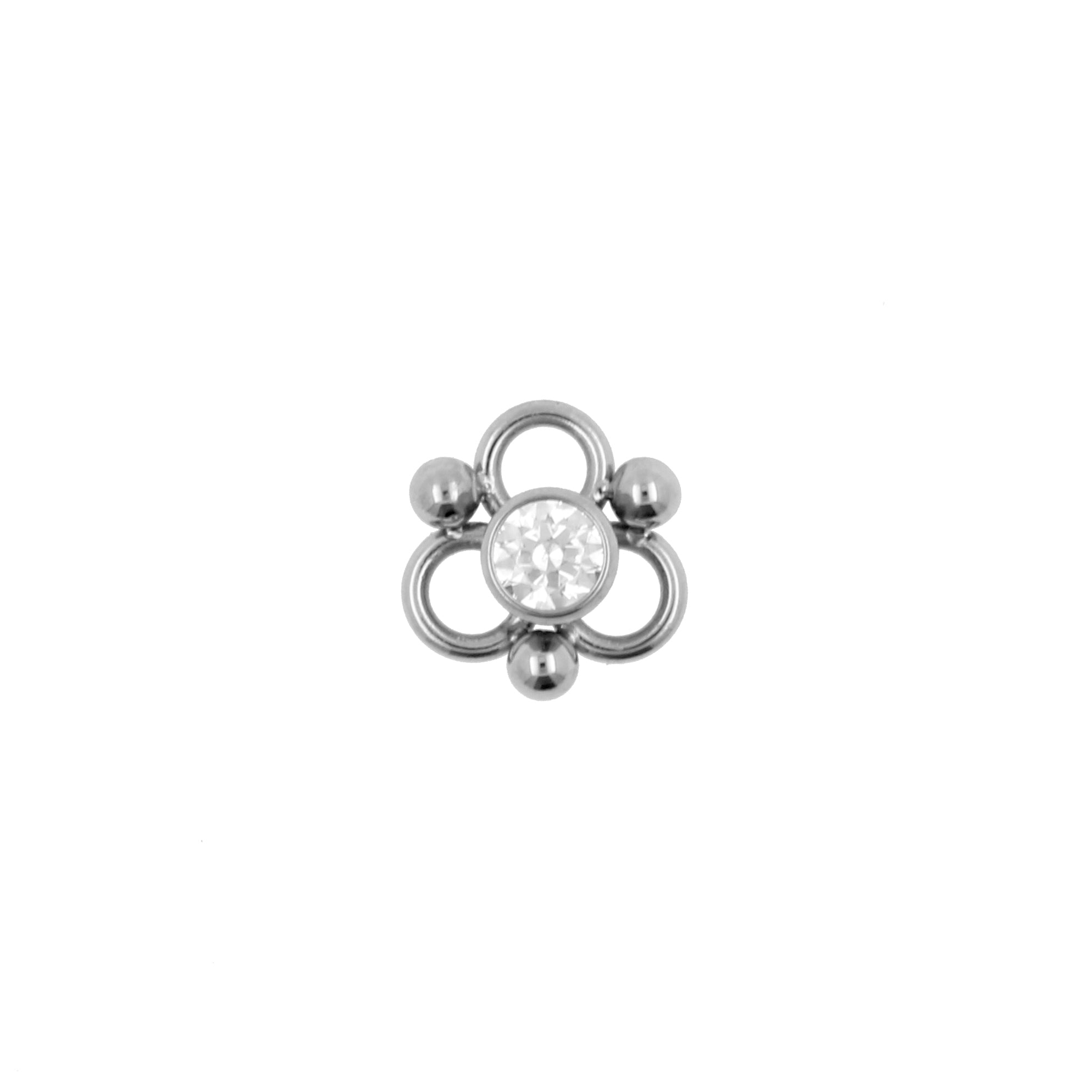 Titanium Click Ring Charm - Zirconia Circle Cluster Silver