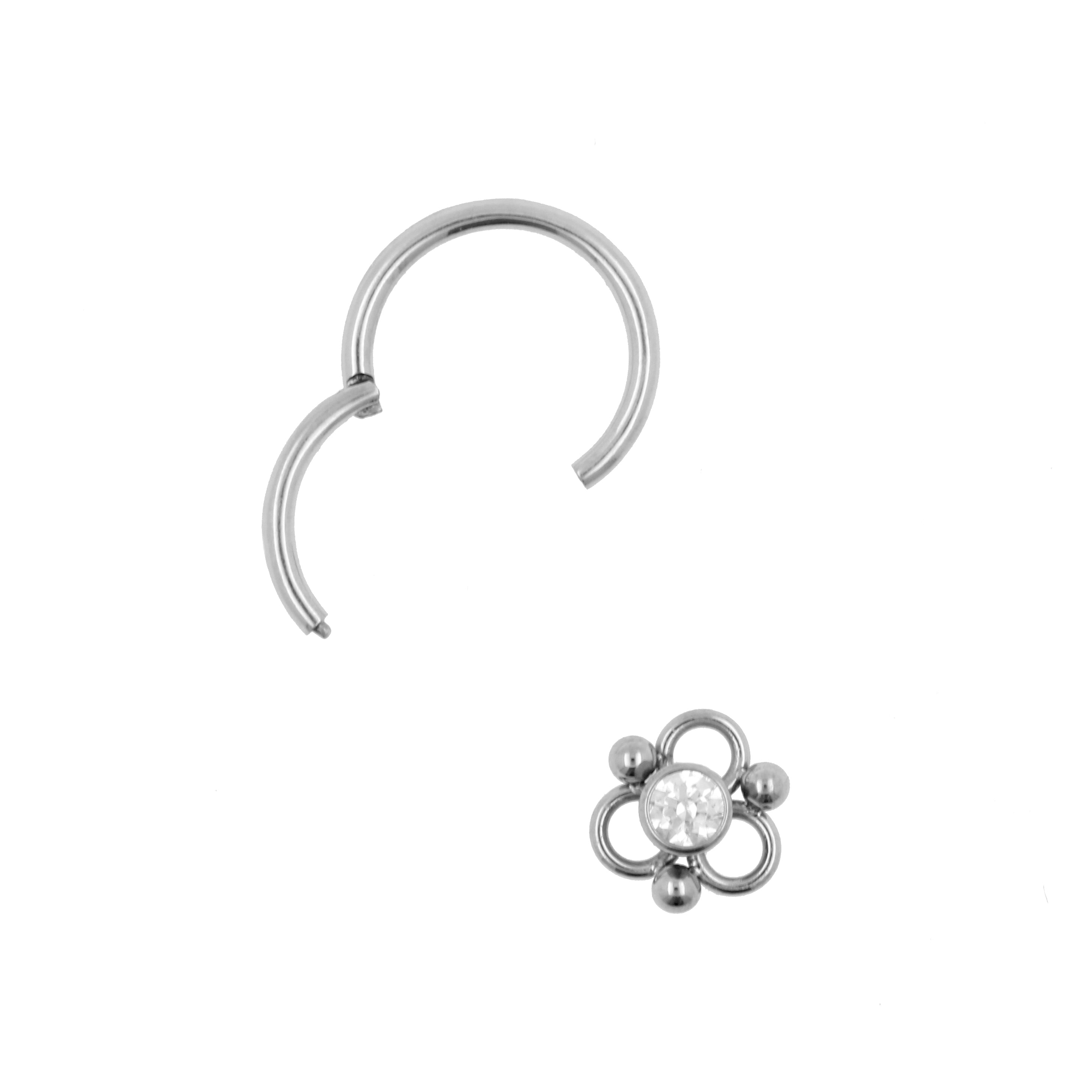 Titanium Click Ring Charm - Zirconia Circle Cluster Silver