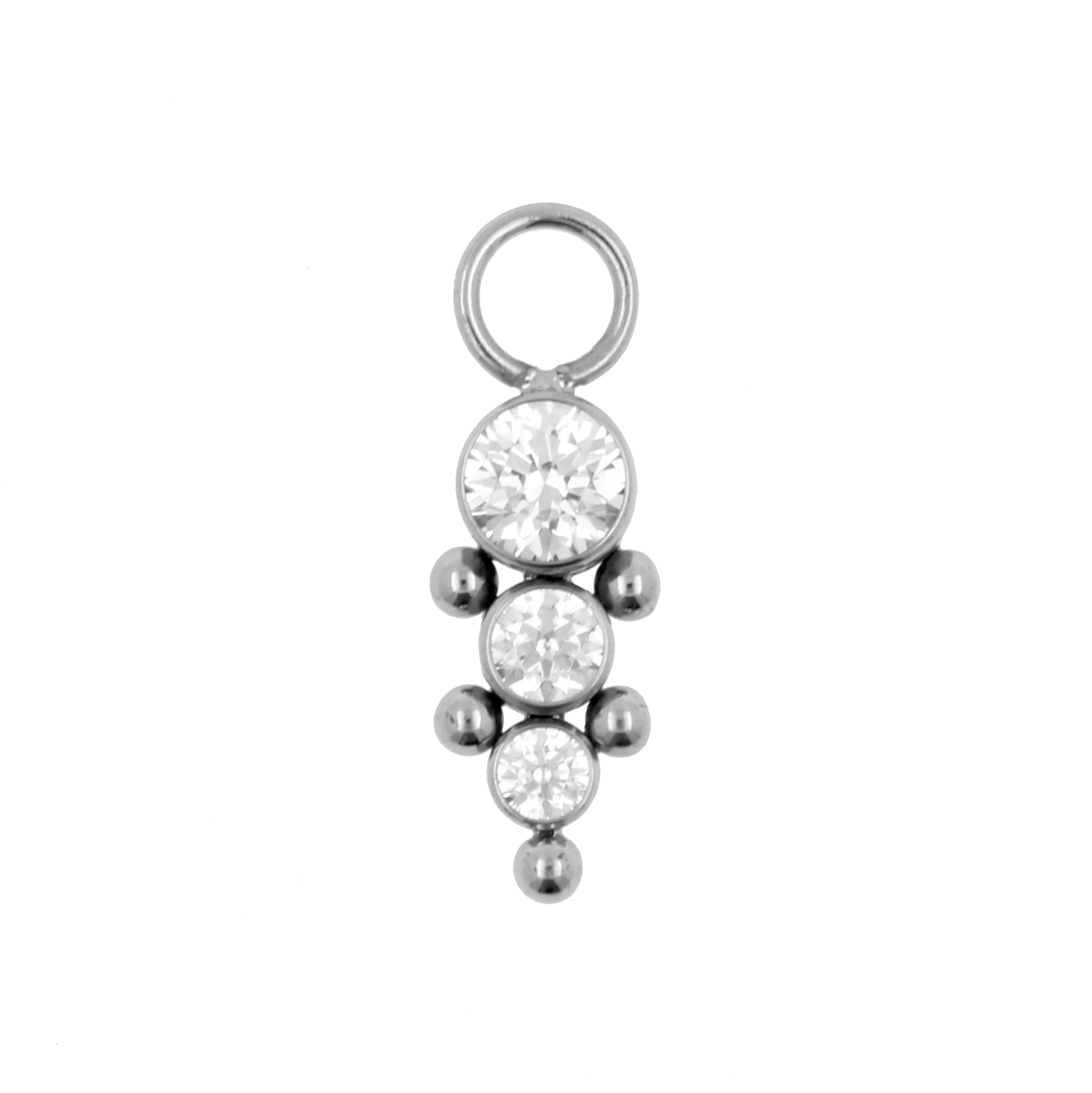 Titanium Click Ring Charm - Zirconia Cluster Silver