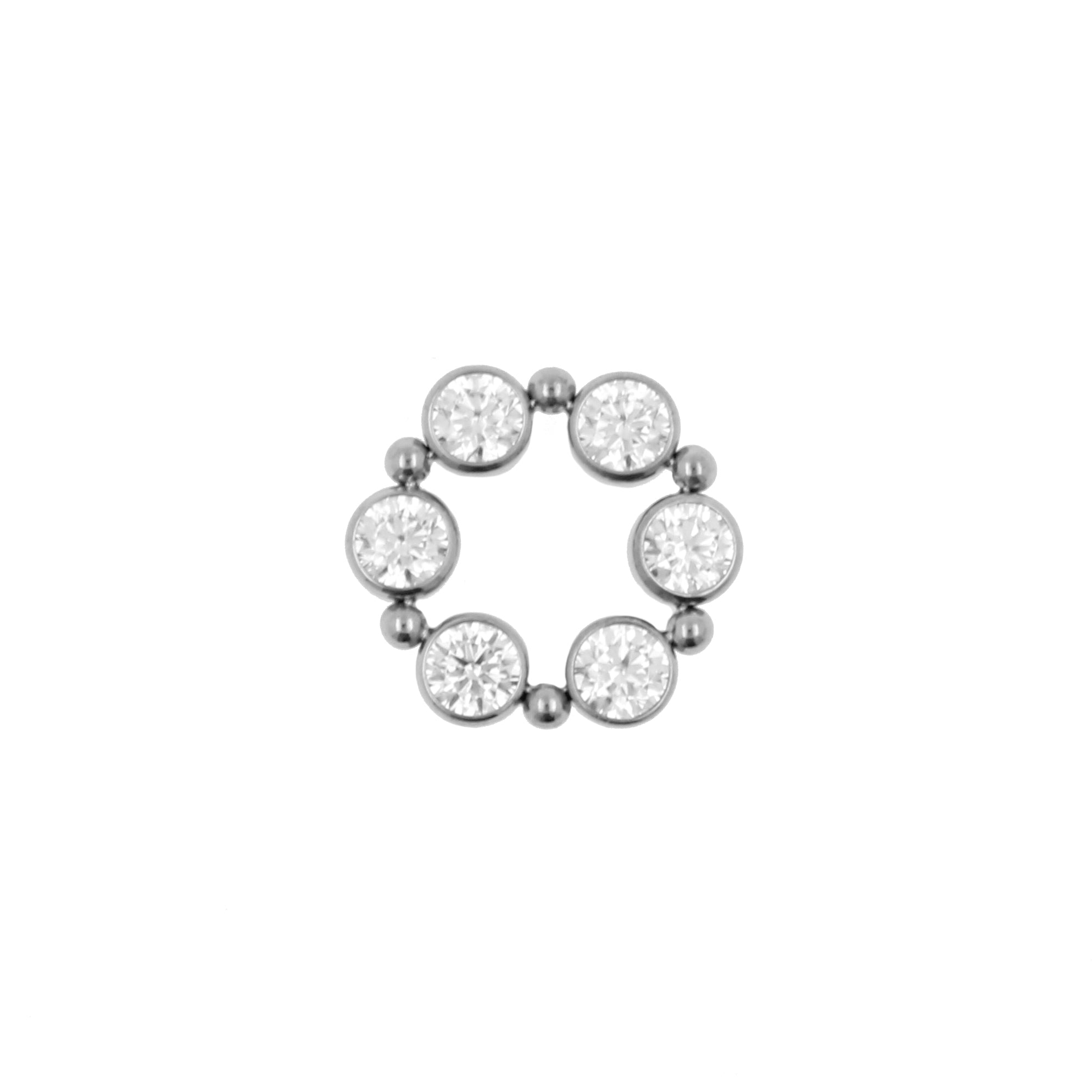 Titanium Click Ring Charm - Zirconia Circle Cluster Silver