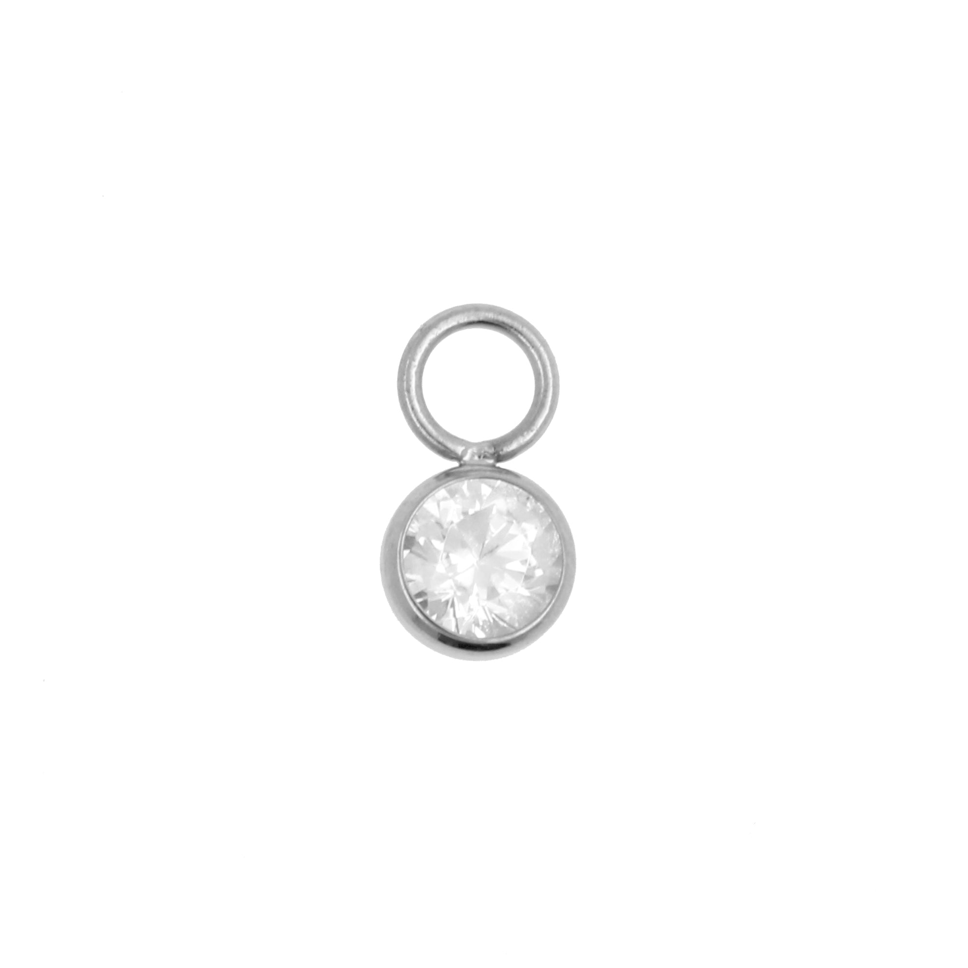 Titanium Click Ring Charm - Zirconia Round Silver