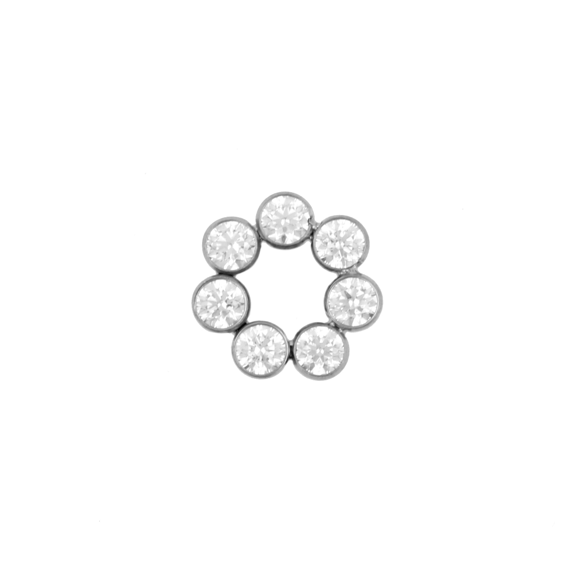 Titanium Click Ring Charm - Zirconia Cluster Silver