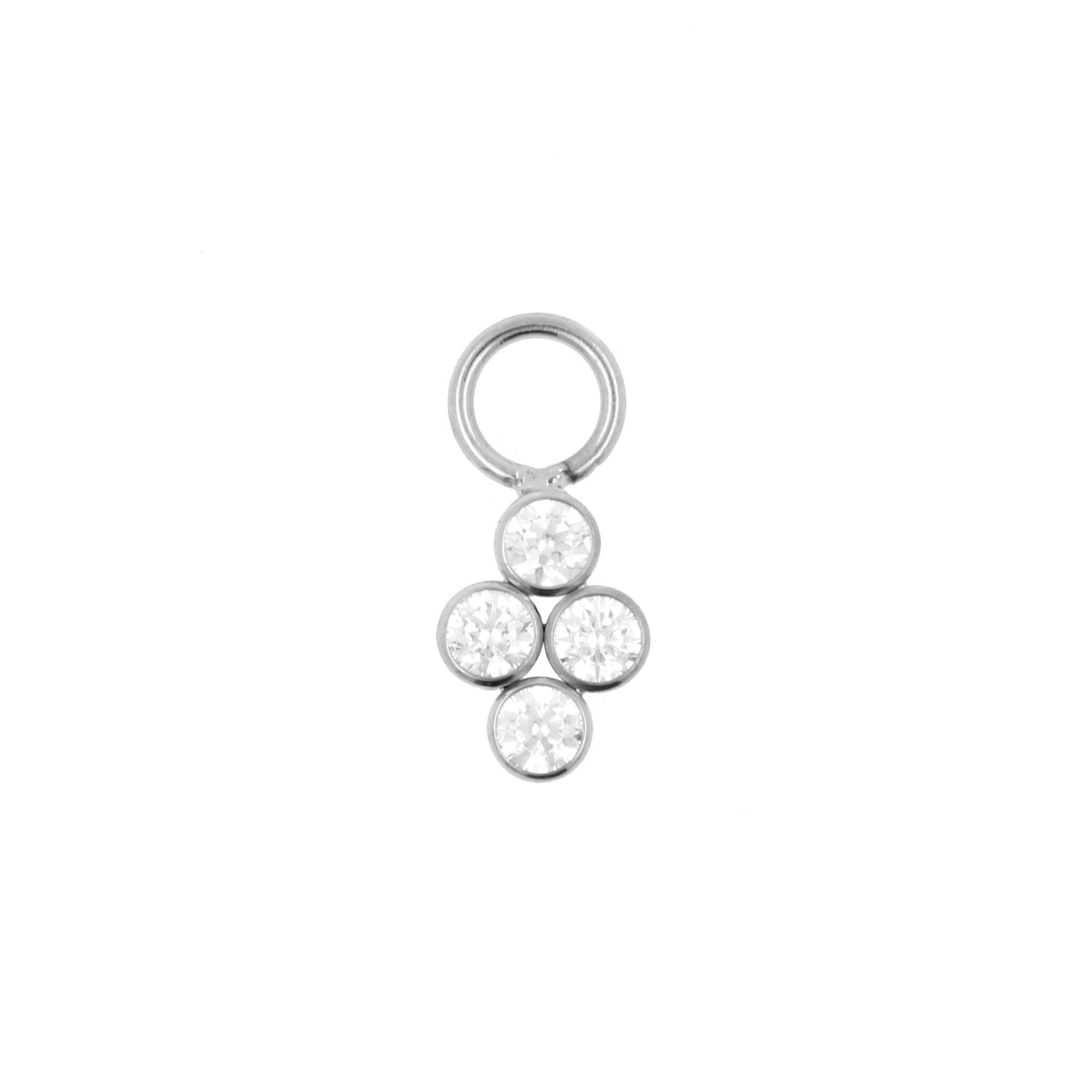 Titanium Click Ring Charm - Zirconia Cluster Silver