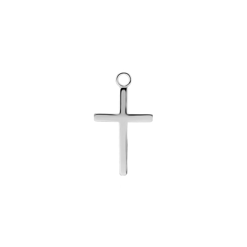 Surgical Steel Click Ring Charm - Cross S Silver