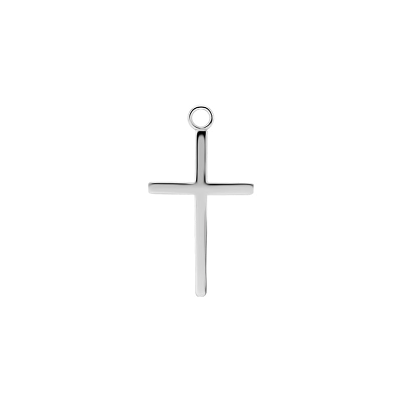 Surgical Steel Click Ring Charm - Cross M Silver