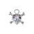 Surgical Steel Click Ring Charm - Zirconia Heart And Bones Silver