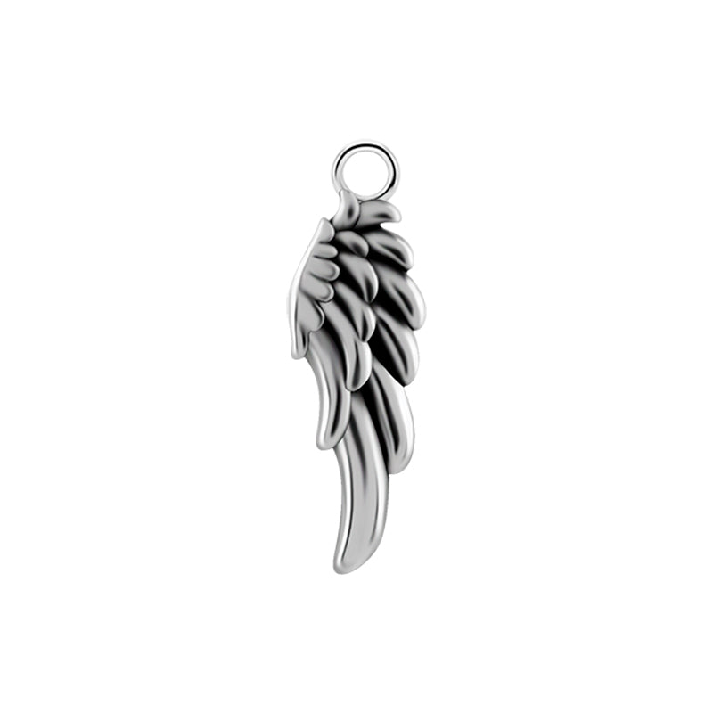 Surgical Steel Click Ring Charm - Angel Wing Silver