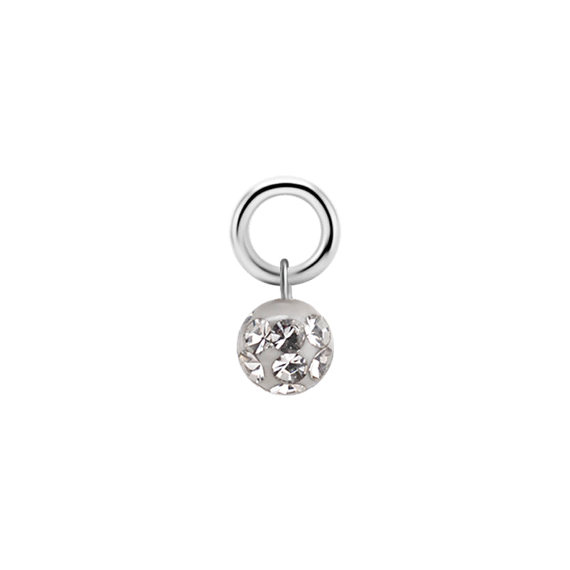 Surgical Steel Click Ring Charm - Multi Jewelled Ball Silver