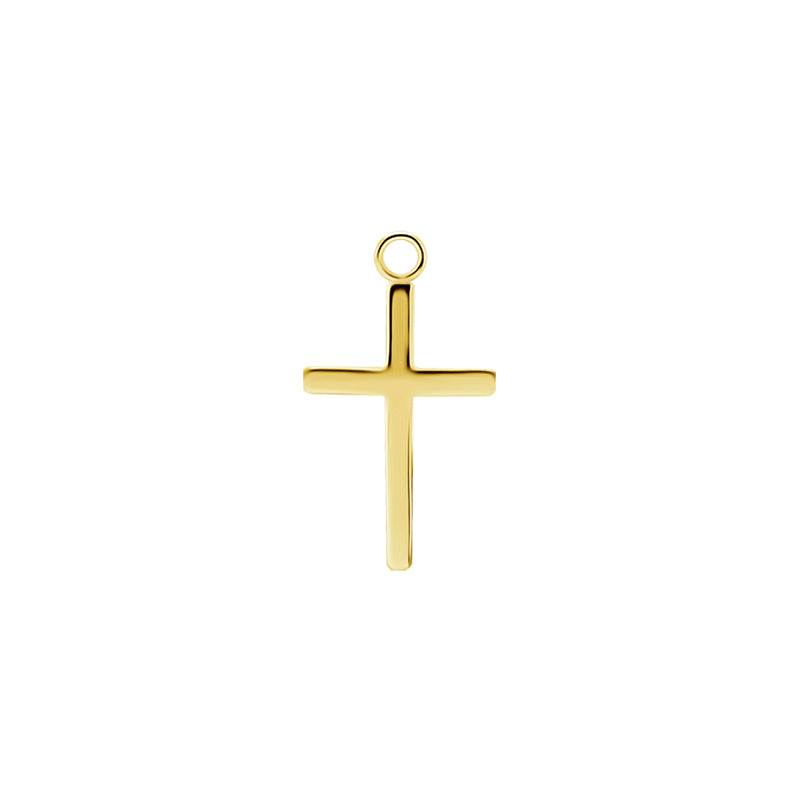 Surgical Steel Click Ring Charm - Cross S Gold