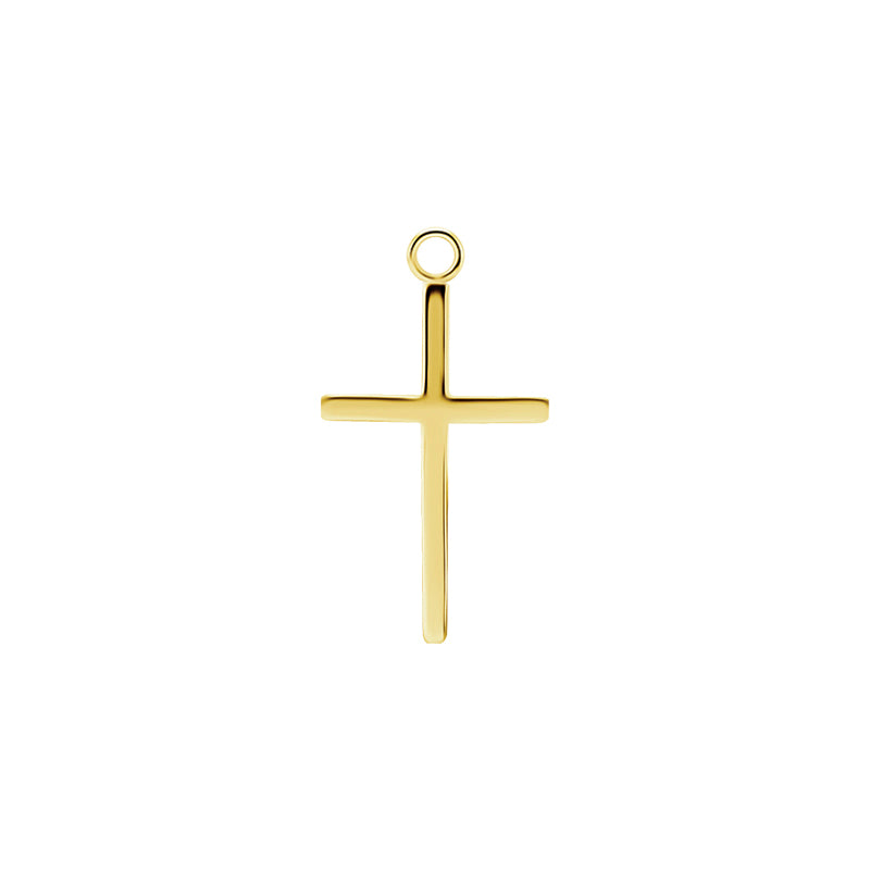 Surgical Steel Click Ring Charm - Cross M Gold