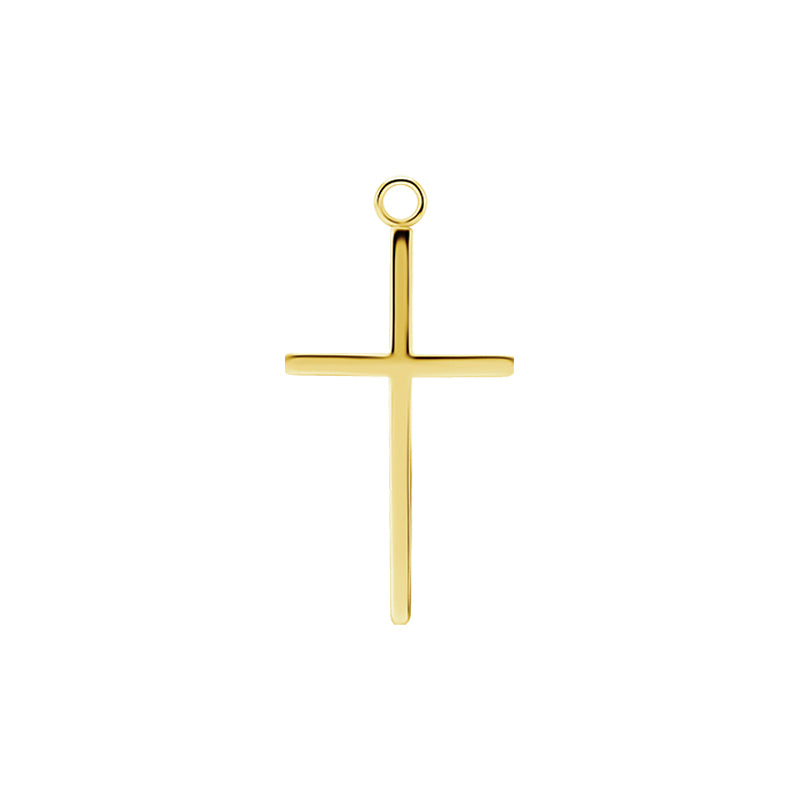 Surgical Steel Click Ring Charm - Cross L Gold