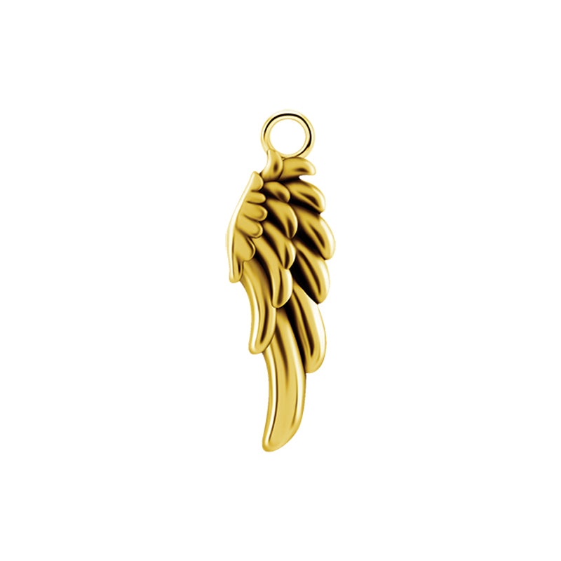 Surgical Steel Click Ring Charm - Angel Wing Gold